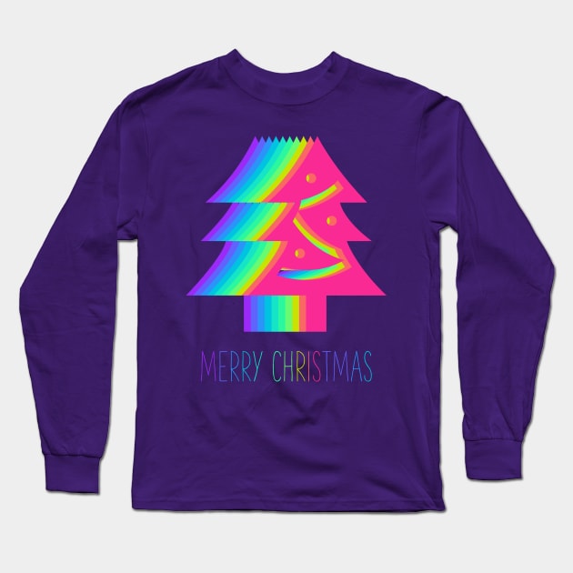 Colorful Christmas Trees Long Sleeve T-Shirt by yayor